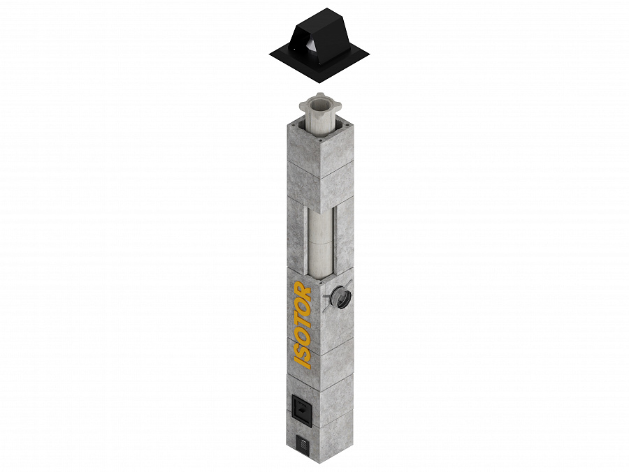 Ø250 Комплект основания дымохода с оголовком 3 п.м. 90° Schiedel Isotor