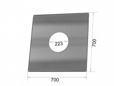 Фланец для дымохода прямой Ø223, нержавеющая сталь, 700*700 мм (Т:115/215 К:150/215)