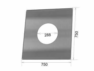 Фланец для дымохода прямой Ø288, нержавеющая сталь, 750*750 мм (Т:180/280)