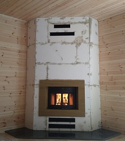 Монтаж чугунной каминной топки Jotul I400 Harmony BP с дымоходом Термострой