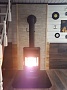 Монтаж стальной печи Мета Ока с дымоходом Magma