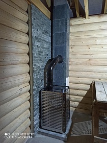 Монтаж банной печи Narvi Stony 20 ST Stainless с дымоходом Schiedel UNI